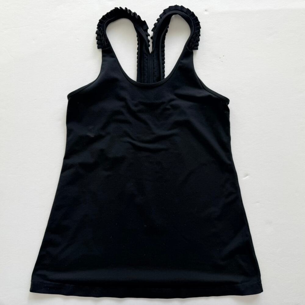 Lululemon Cool Racerback Tank SE Ruffle Black Size 6 RARE Original Fit